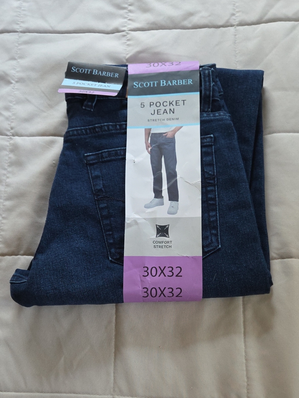 Scott Barber Men’s Indigo 5-Pocket Relaxed Jeans - Comfort Stretch